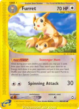 2003 Pokemon Trading Card Game Aquapolis Price List 48 Furret