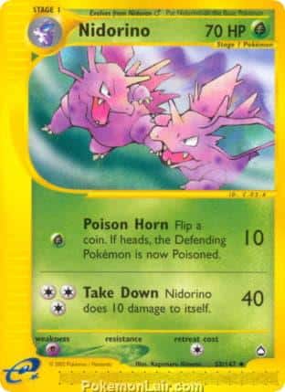 2003 Pokemon Trading Card Game Aquapolis Price List 55 Nidorino