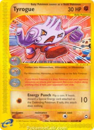 2003 Pokemon Trading Card Game Aquapolis Price List 63 Tyrogue