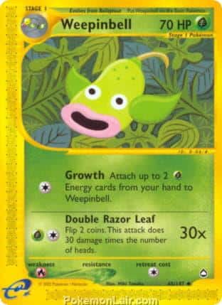 2003 Pokemon Trading Card Game Aquapolis Price List 65 Weepinbell