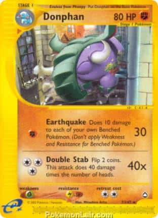 2003 Pokemon Trading Card Game Aquapolis Price List 7 Donphan