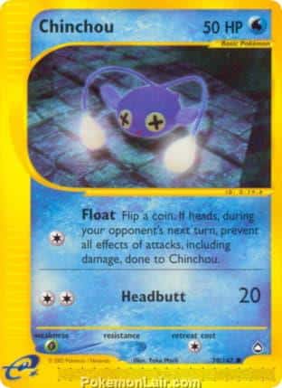 2003 Pokemon Trading Card Game Aquapolis Price List 70 Chinchou