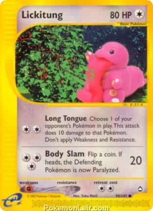 2003 Pokemon Trading Card Game Aquapolis Price List 90 Lickitung