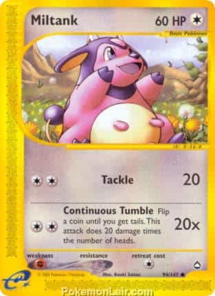 2003 Pokemon Trading Card Game Aquapolis Price List 94 Miltank