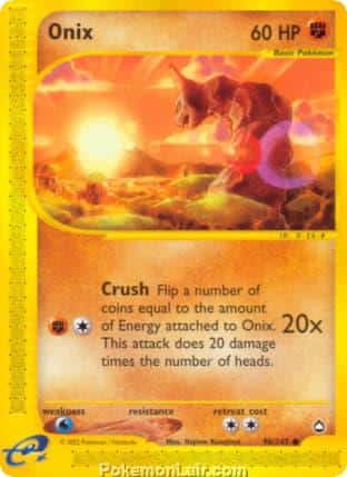 2003 Pokemon Trading Card Game Aquapolis Price List 98 Onix