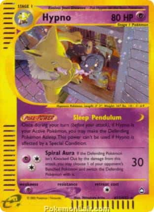 2003 Pokemon Trading Card Game Aquapolis Price List H12 Hypno