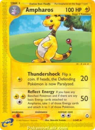 2003 Pokemon Trading Card Game Aquapolis Set 1 Ampharos