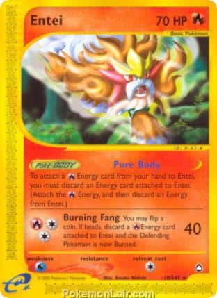 2003 Pokemon Trading Card Game Aquapolis Set 10 Entei