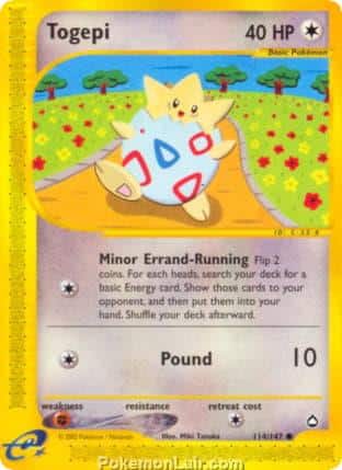 2003 Pokemon Trading Card Game Aquapolis Set 114 Togepi