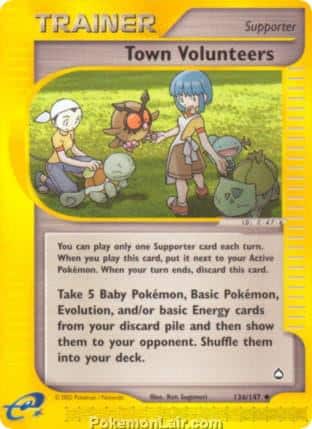 2003 Pokemon Trading Card Game Aquapolis Set 136 Town Volunteers