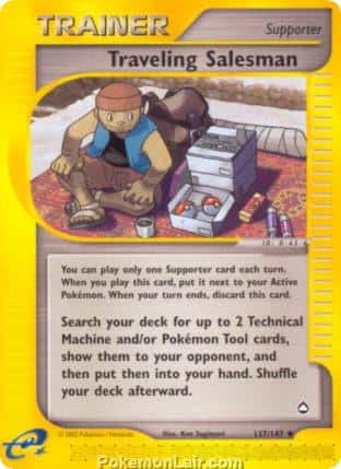 2003 Pokemon Trading Card Game Aquapolis Set 137 Traveling Salesman