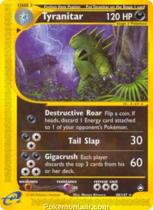 2003 Pokemon Trading Card Game Aquapolis Set 40 Tyranitar