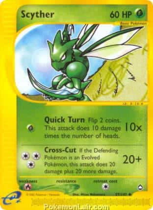 2003 Pokemon Trading Card Game Aquapolis Set 57 Scyther