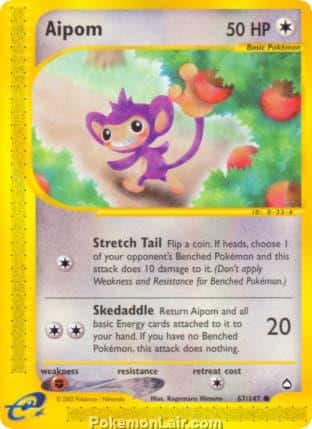 2003 Pokemon Trading Card Game Aquapolis Set 67 Aipom