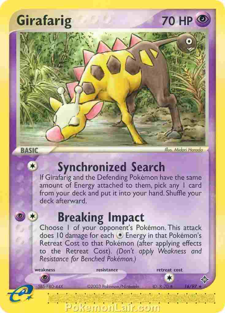 2003 Pokemon Trading Card Game EX Dragon Price List 16 Girafarig