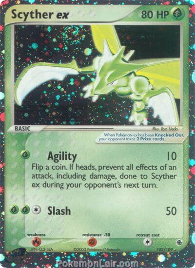 2003 Pokemon Trading Card Game EX Ruby and Sapphire Set 102 Scyther EX