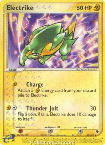 2003 Pokemon Trading Card Game EX Ruby and Sapphire Set 30 Electrike