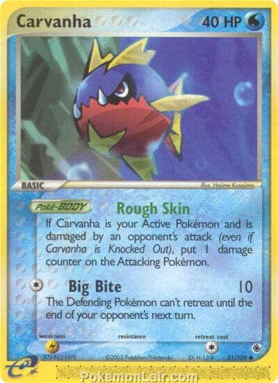 2003 Pokemon Trading Card Game EX Ruby and Sapphire Set 51 Carvanha