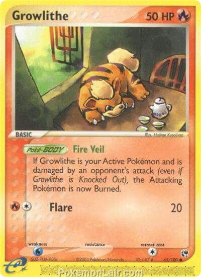 2003 Pokemon Trading Card Game EX Sandstorm Price List 65 Growlithe