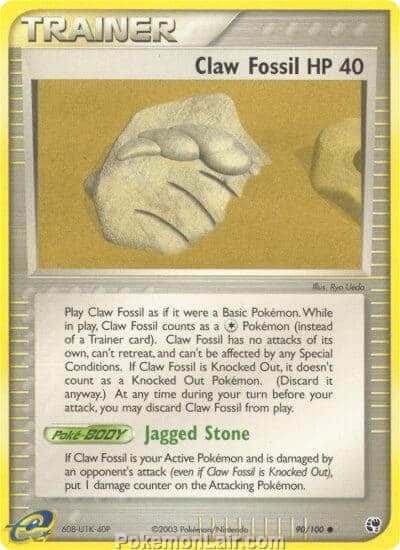 2003 Pokemon Trading Card Game EX Sandstorm Price List 90 Claw Fossil