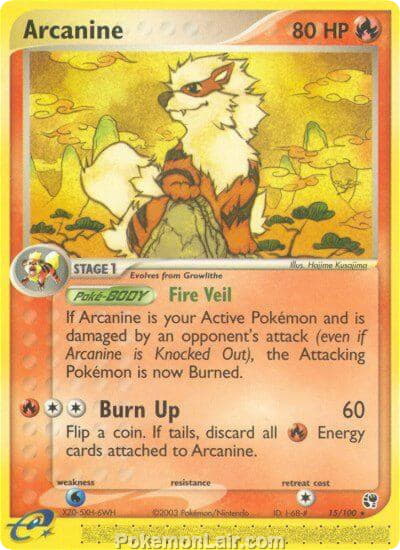 2003 Pokemon Trading Card Game EX Sandstorm Set 15 Arcanine