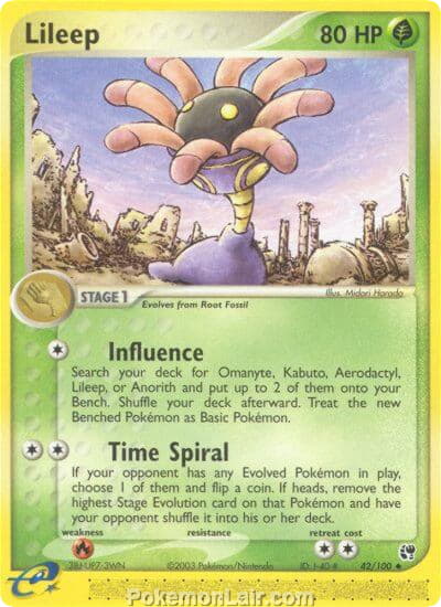 2003 Pokemon Trading Card Game EX Sandstorm Set 42 Lileep