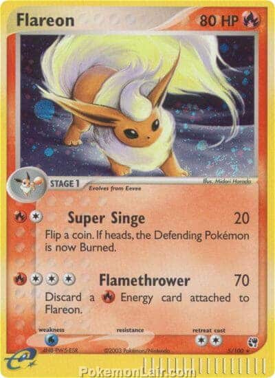 2003 Pokemon Trading Card Game EX Sandstorm Set 5 Flareon