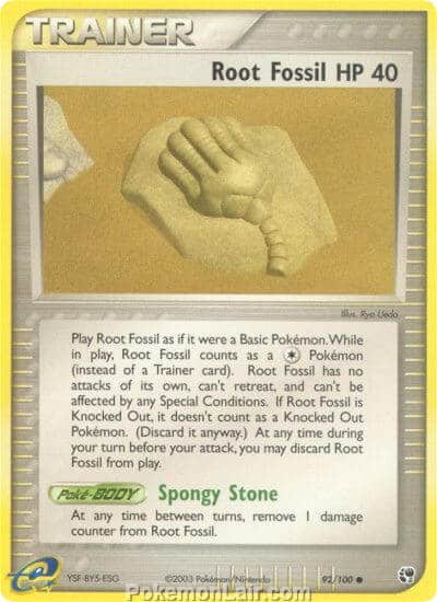 2003 Pokemon Trading Card Game EX Sandstorm Set 92 Root Fossil