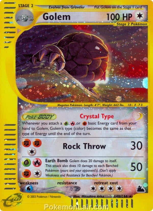 2003 Pokemon Trading Card Game Skyridge Price List 148 Golem