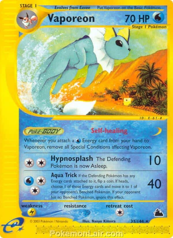 2003 Pokemon Trading Card Game Skyridge Price List 33 Vaporeon