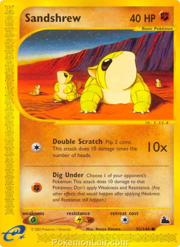 2003 Pokemon Trading Card Game Skyridge Price List 92 Sandshrew