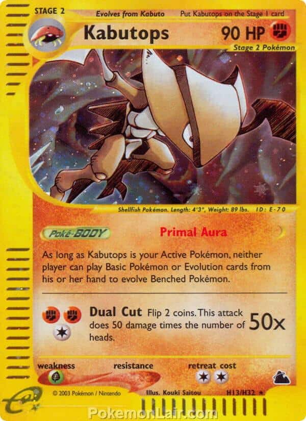 2003 Pokemon Trading Card Game Skyridge Price List H13 Kabutops