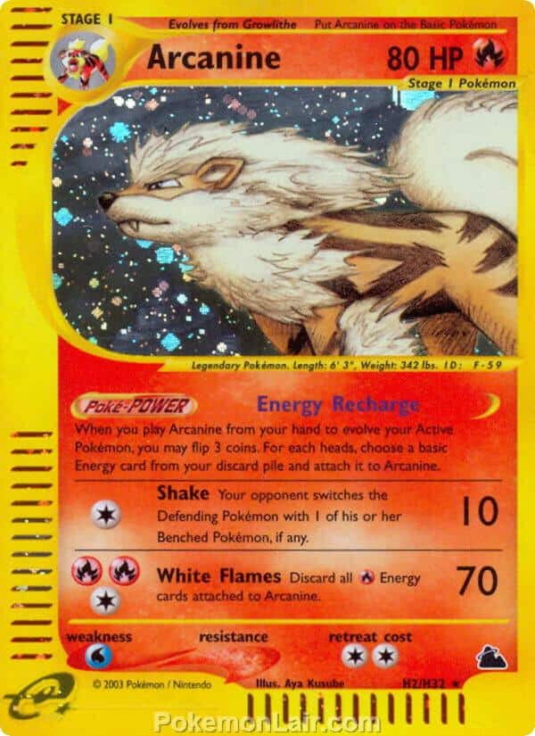 2003 Pokemon Trading Card Game Skyridge Price List H2 Arcanine