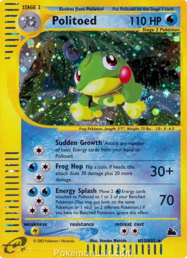 2003 Pokemon Trading Card Game Skyridge Price List H23 Politoed