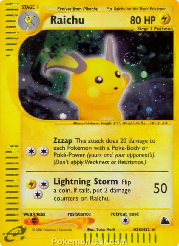 2003 Pokemon Trading Card Game Skyridge Price List H25 Raichu
