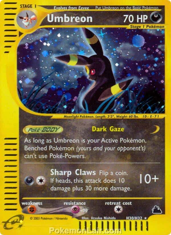 2003 Pokemon Trading Card Game Skyridge Price List H30 Umbreon