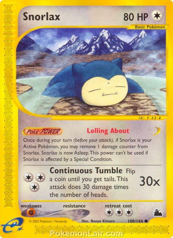 2003 Pokemon Trading Card Game Skyridge Set 100 Snorlax