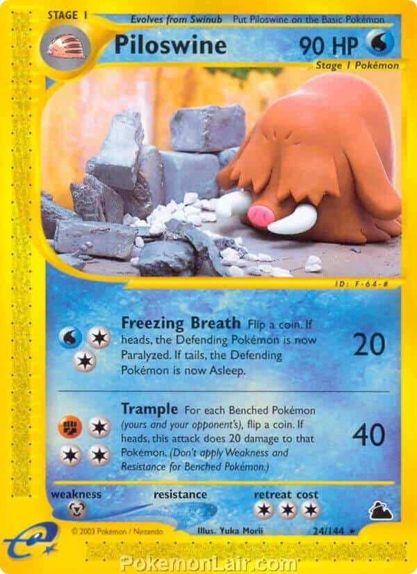 2003 Pokemon Trading Card Game Skyridge Set 24 Piloswine