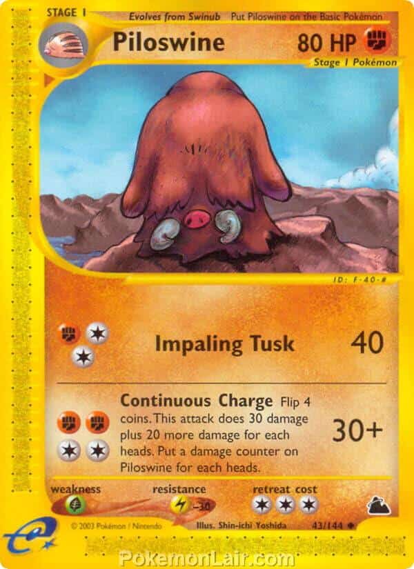 2003 Pokemon Trading Card Game Skyridge Set 43 Piloswine