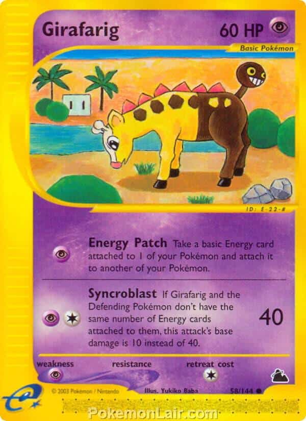 2003 Pokemon Trading Card Game Skyridge Set 58 Girafarig