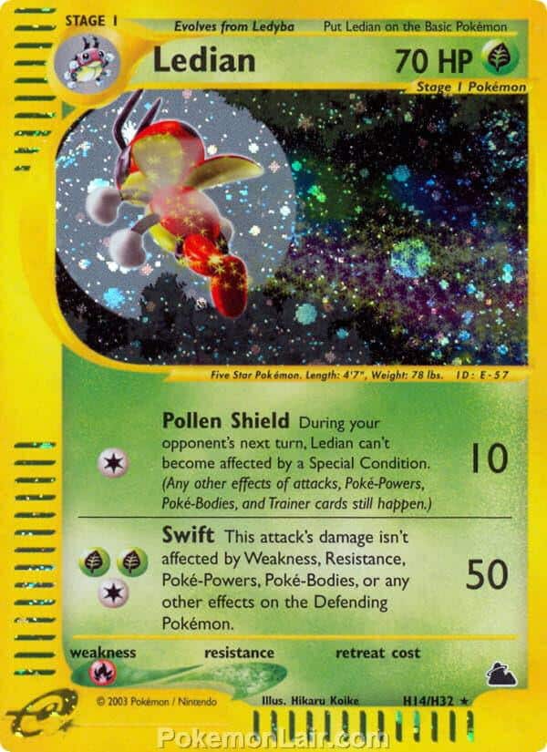 2003 Pokemon Trading Card Game Skyridge Set H14 Ledian