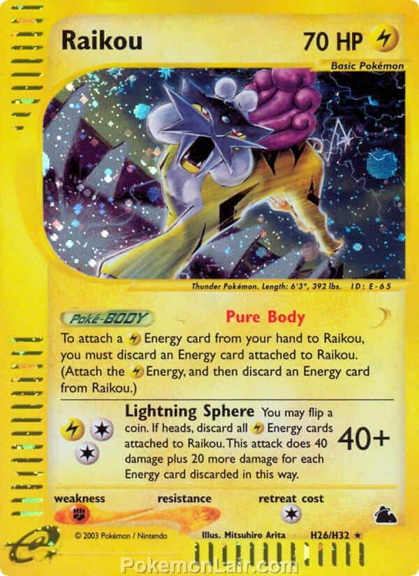 2003 Pokemon Trading Card Game Skyridge Set H26 Raikou