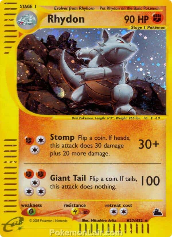 2003 Pokemon Trading Card Game Skyridge Set H27 Rhydon