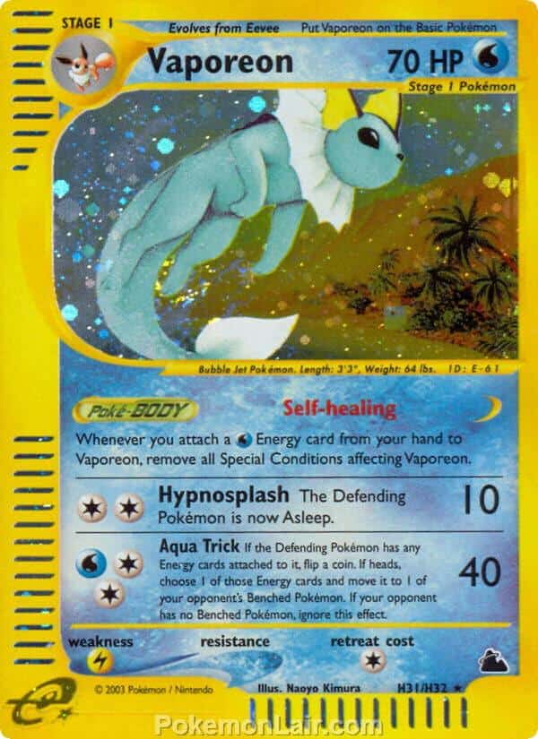 2003 Pokemon Trading Card Game Skyridge Set H31 Vaporeon