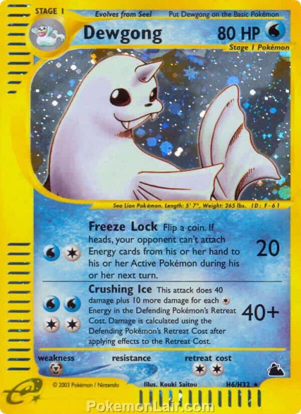 2003 Pokemon Trading Card Game Skyridge Set H6 Dewgong