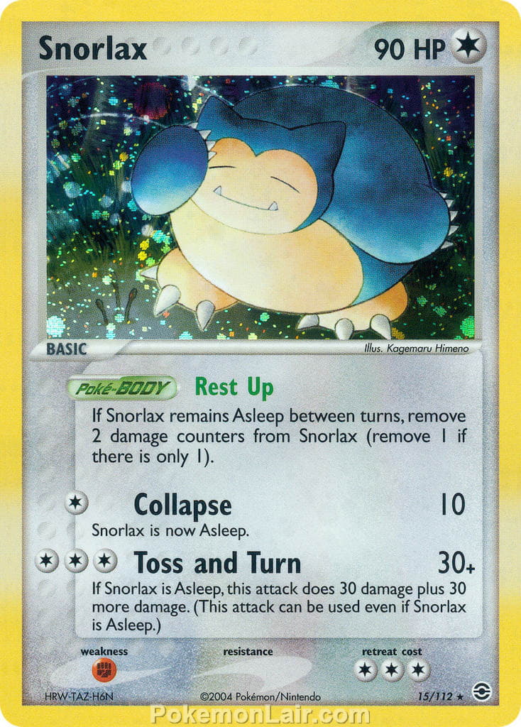 2004 Pokemon Trading Card Game EX Fire Red and Leaf Green Price List 15 Snorlax