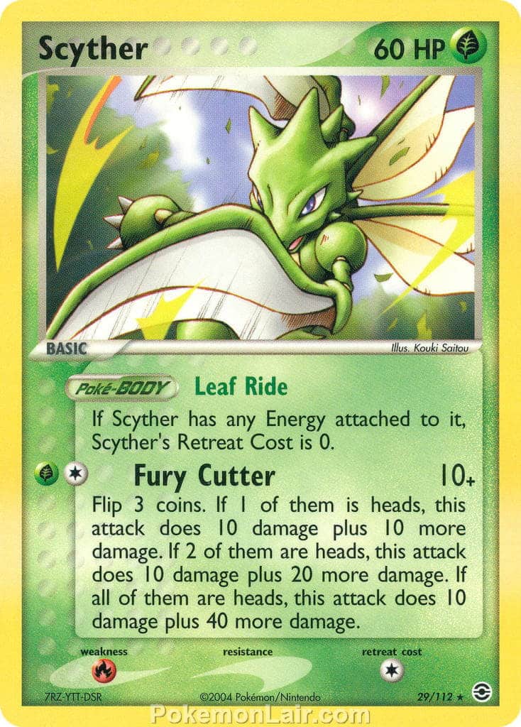 2004 Pokemon Trading Card Game EX Fire Red and Leaf Green Price List 29 Scyther