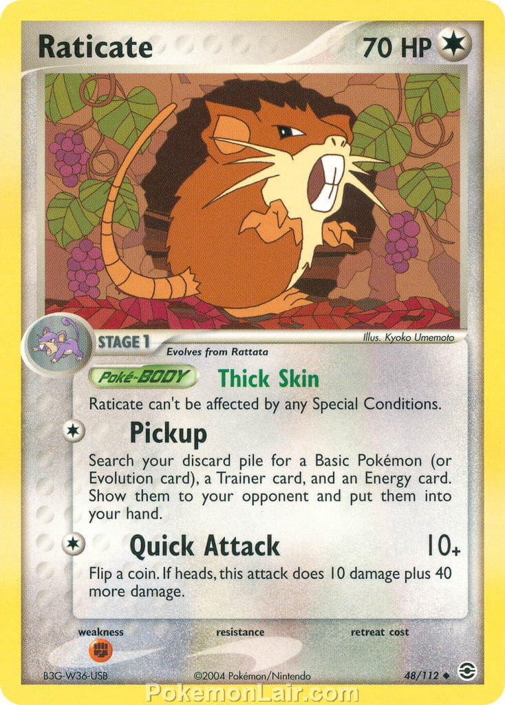 2004 Pokemon Trading Card Game EX Fire Red and Leaf Green Price List 48 Raticate
