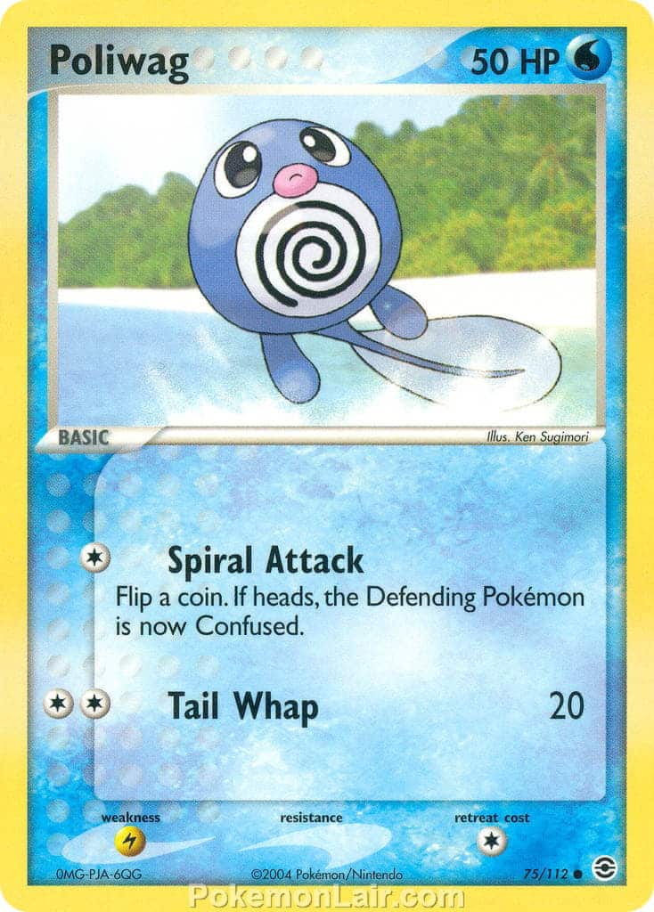 2004 Pokemon Trading Card Game EX Fire Red and Leaf Green Set 75 Poliwag