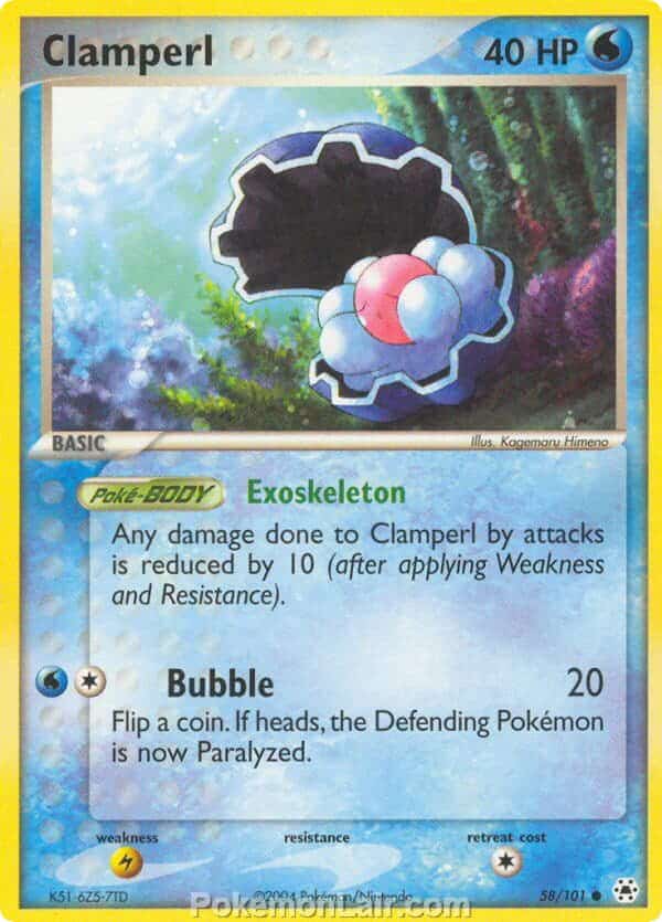 2004 Pokemon Trading Card Game EX Hidden Legends Set 58 Clamperl